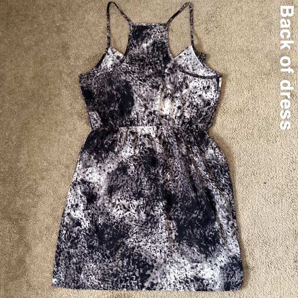 Lush black & grey spotted like patterned, spaghetti strap vacation dress, Large - Picture 7 of 13
